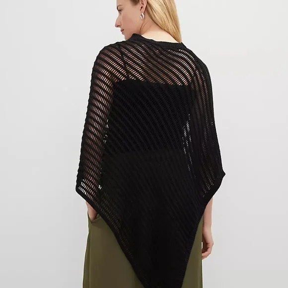 Ann Taylor Black Shrug with Asymmetrical Hem and Mesh Knit - Picture 2 of 7